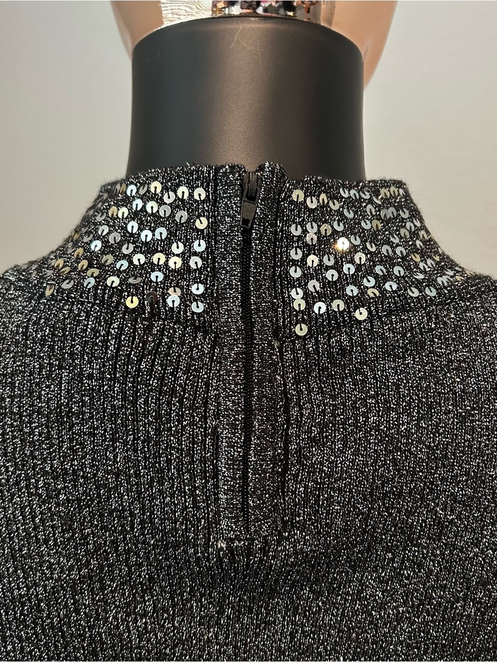 Investments Metallic Sequin Mock Neck Tank in Black - Picture 4 of 8